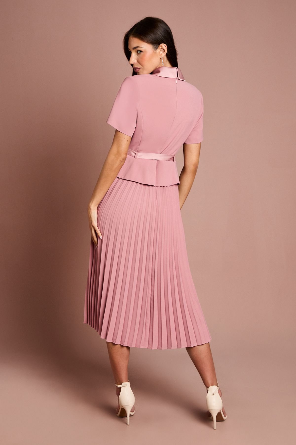 Coast Coast Women's 2 in 1 Dress With Pleated Skirt in Antique Rose - 3