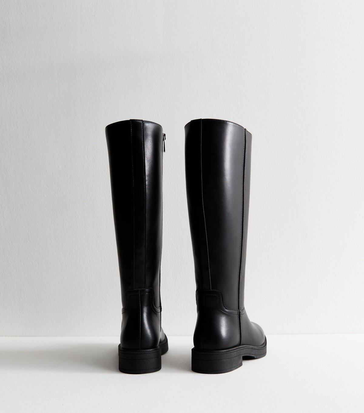 New Look Women's Black Faux Leather Knee High Riding Boots Vegan New Look - 4