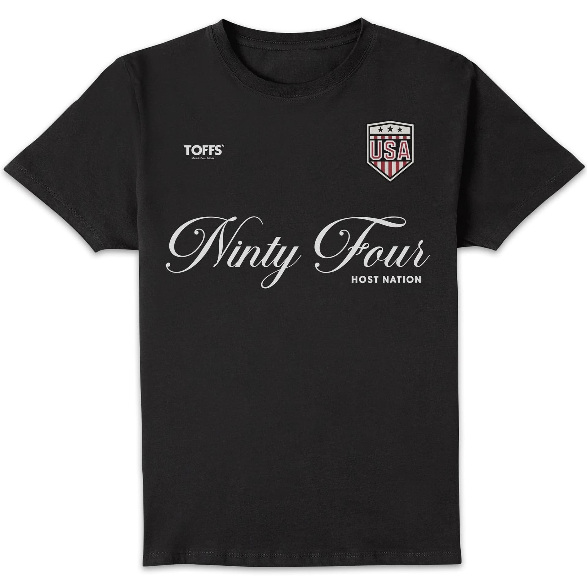Toffs Football Toffs Football Men's Retro Soccer Football Ninty Four Host Nation T-Shirt - Black