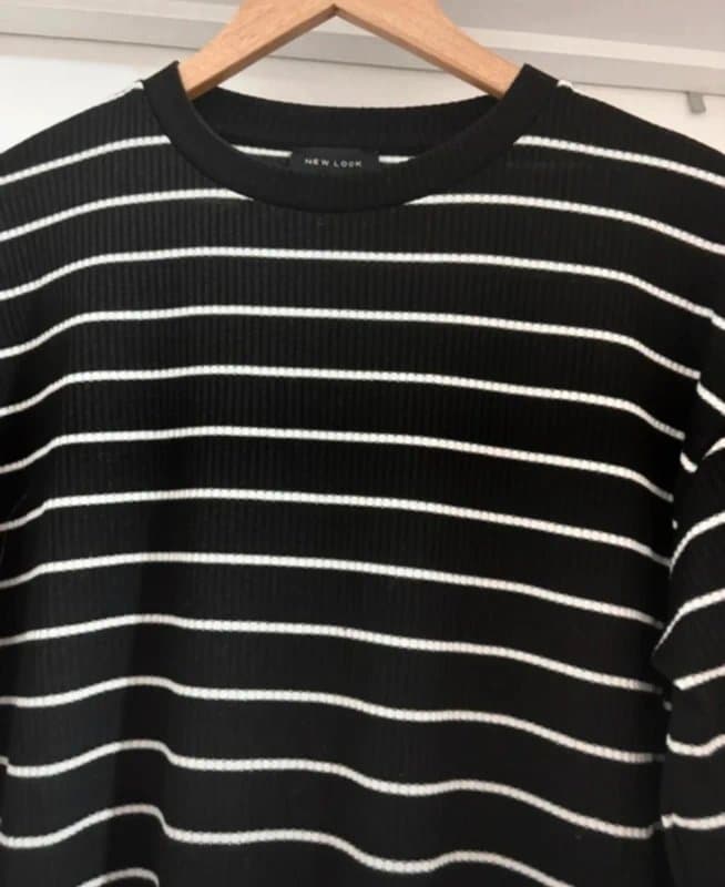 New Look Lovely Women's New Look Stripy Cropped Light Knit Knitted Sweater Jumper Top size M 12-14