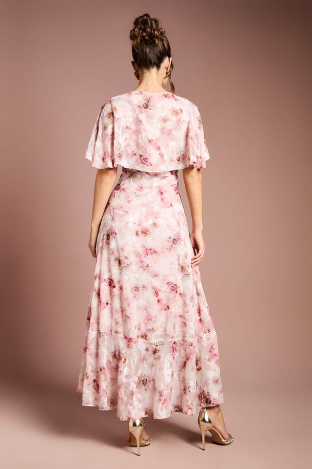 Coast Coast Women's Printed Satin Jacquard Twist Front Midi Dress in Blush - 3