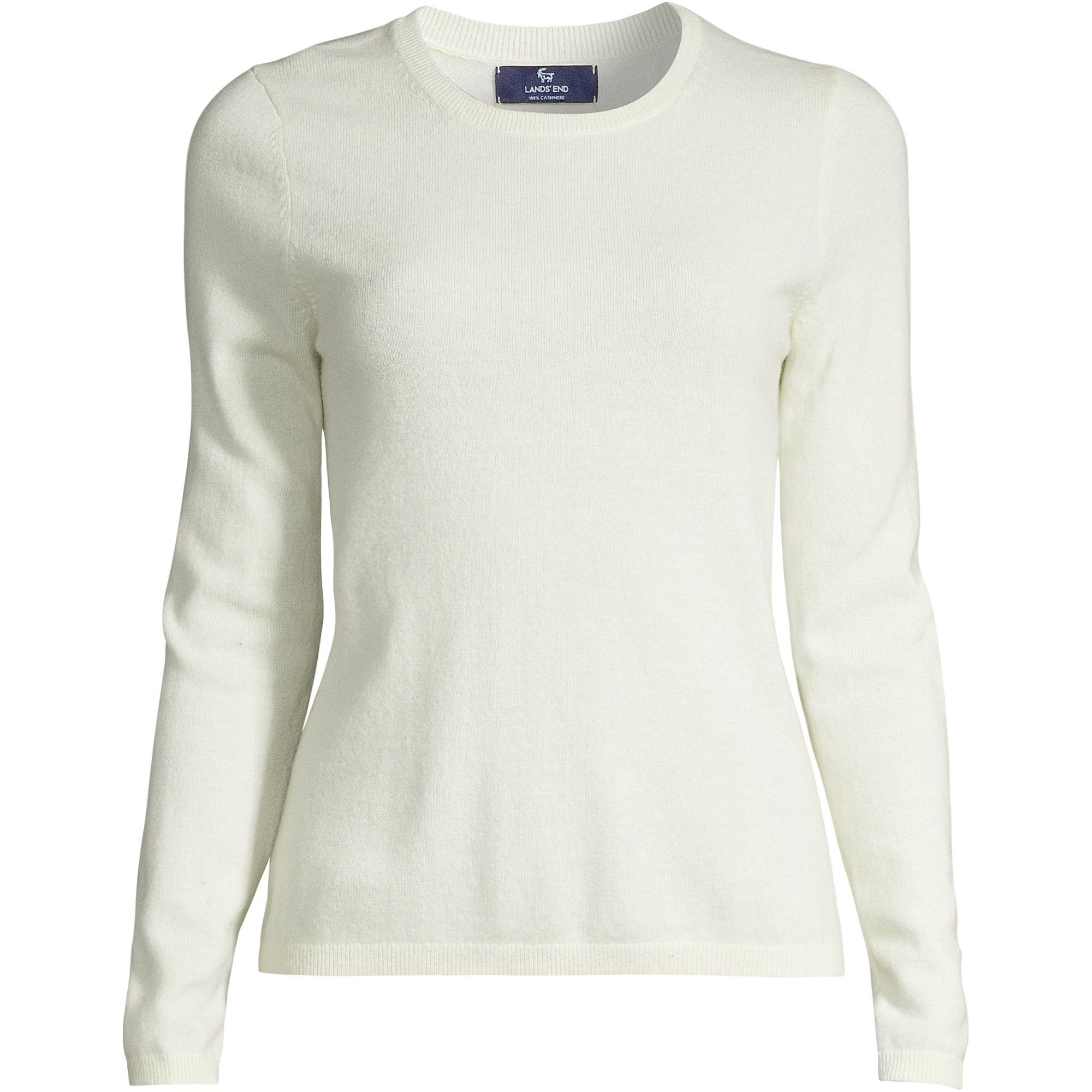lands end Lands' End Women's Crew Neck Cashmere Jumper in Ivory - 3