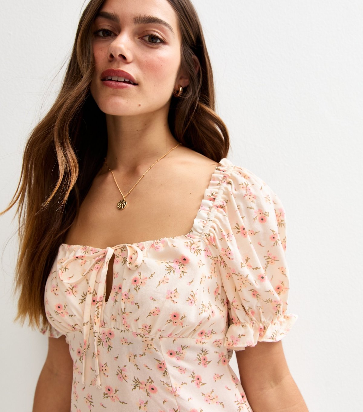 New Look Women's Petite Cream Floral Print Milkmaid Mini Dress New Look - 2