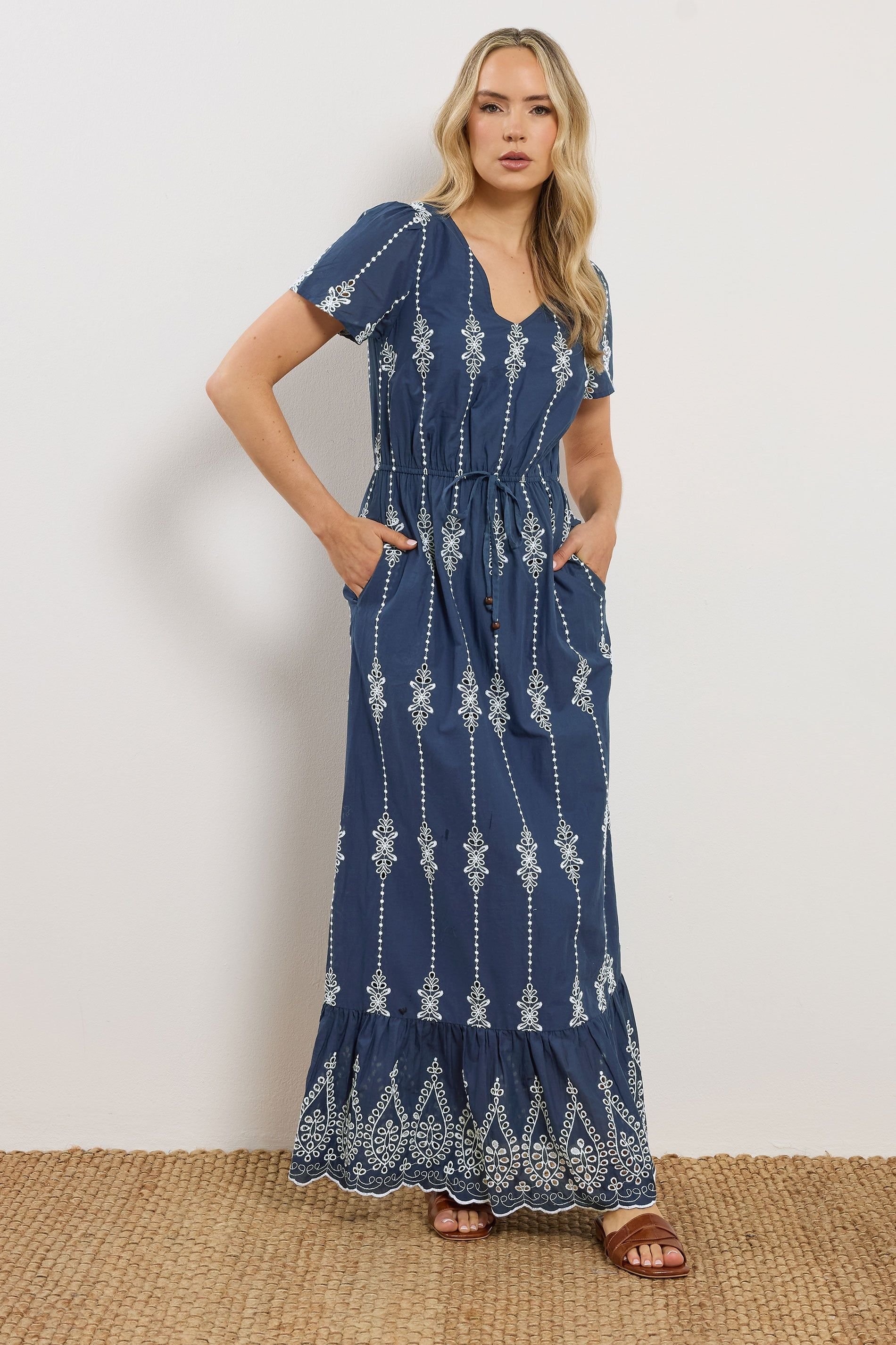 Long Tall Sally Long Tall Sally Women's Tall Embroidered Maxi Dress in Mid Navy - 4