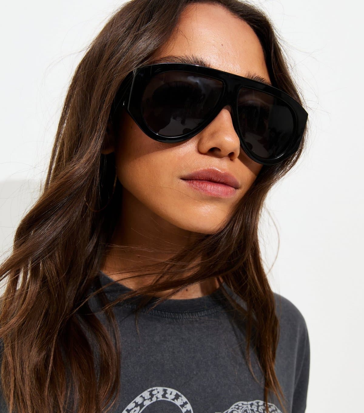 New Look New Look Black Shield Aviator Sunglasses