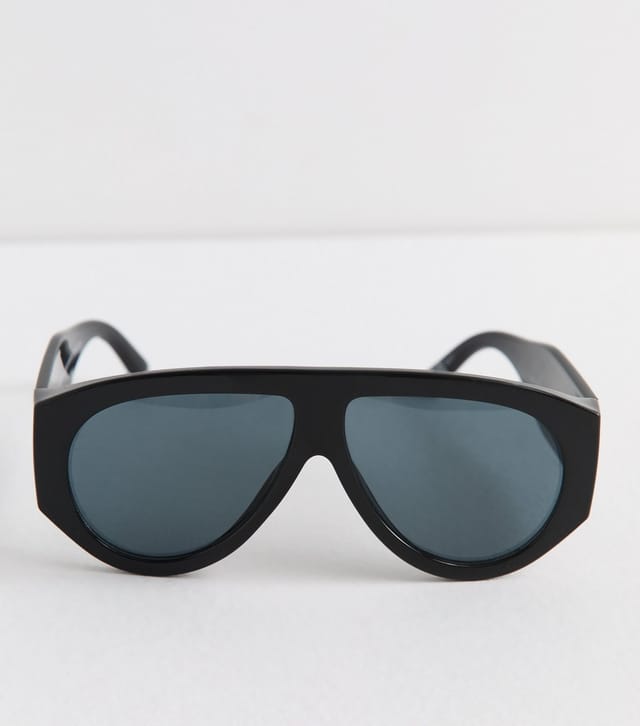 New Look Black Shield Aviator Sunglasses New Look - 3