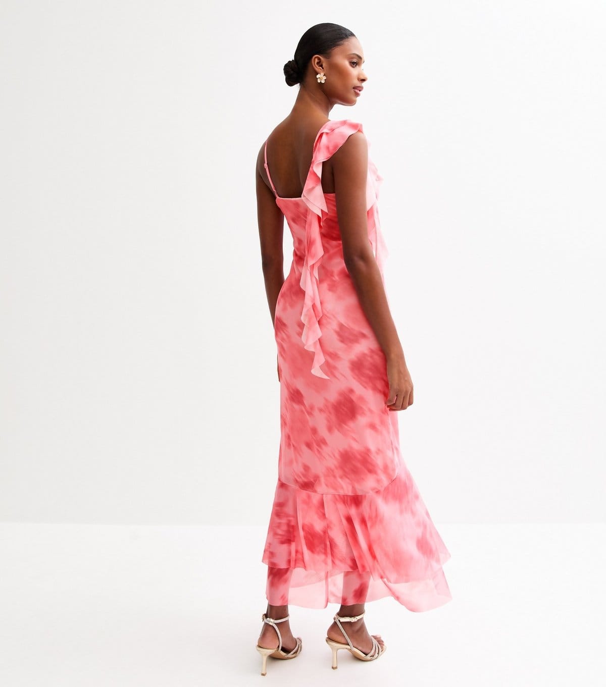New Look Women's Pink Frilly Trimmed Mesh Midi Dress New Look - 4