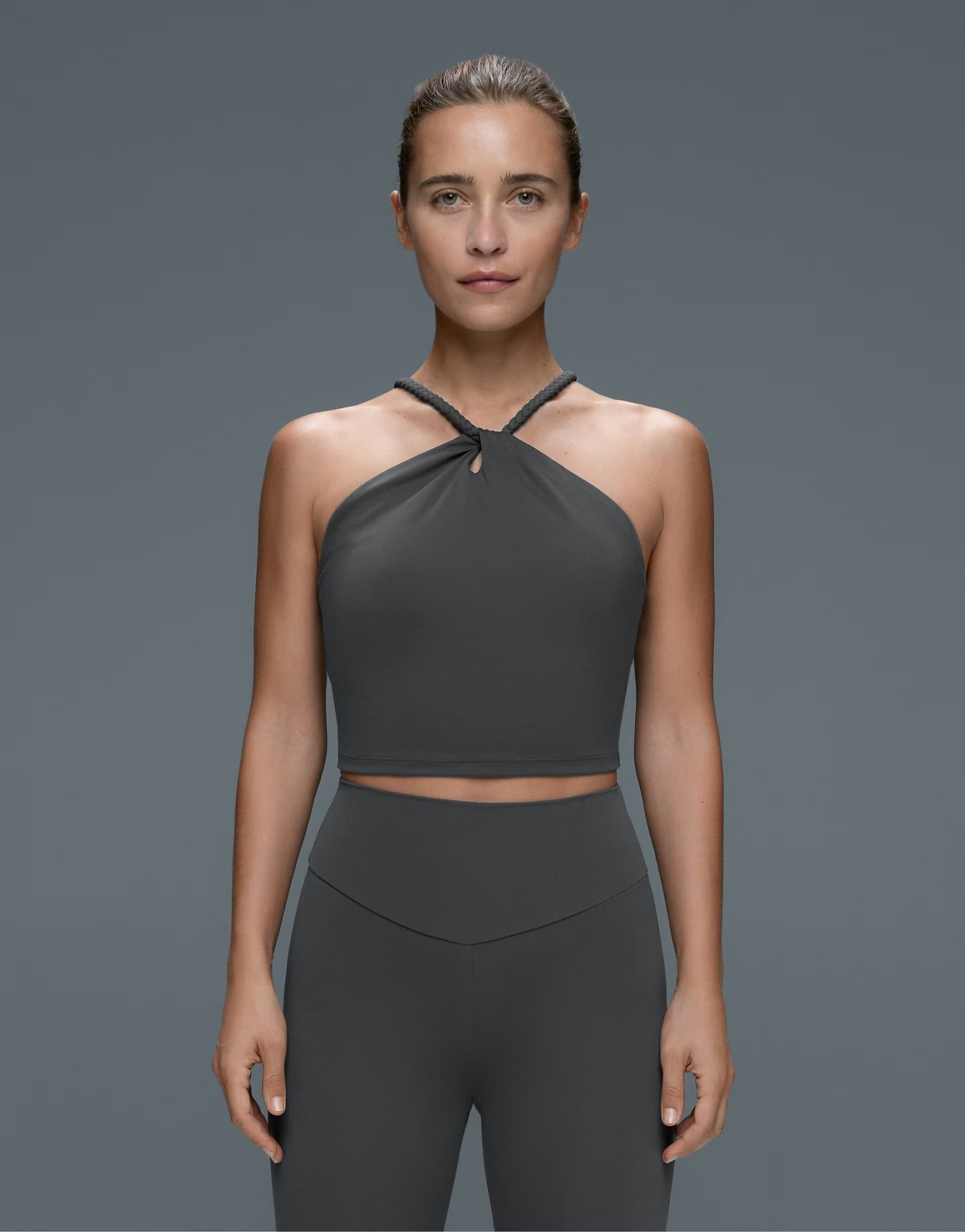 ASOS OYSHO Comfortlux braided halter tank top in grey