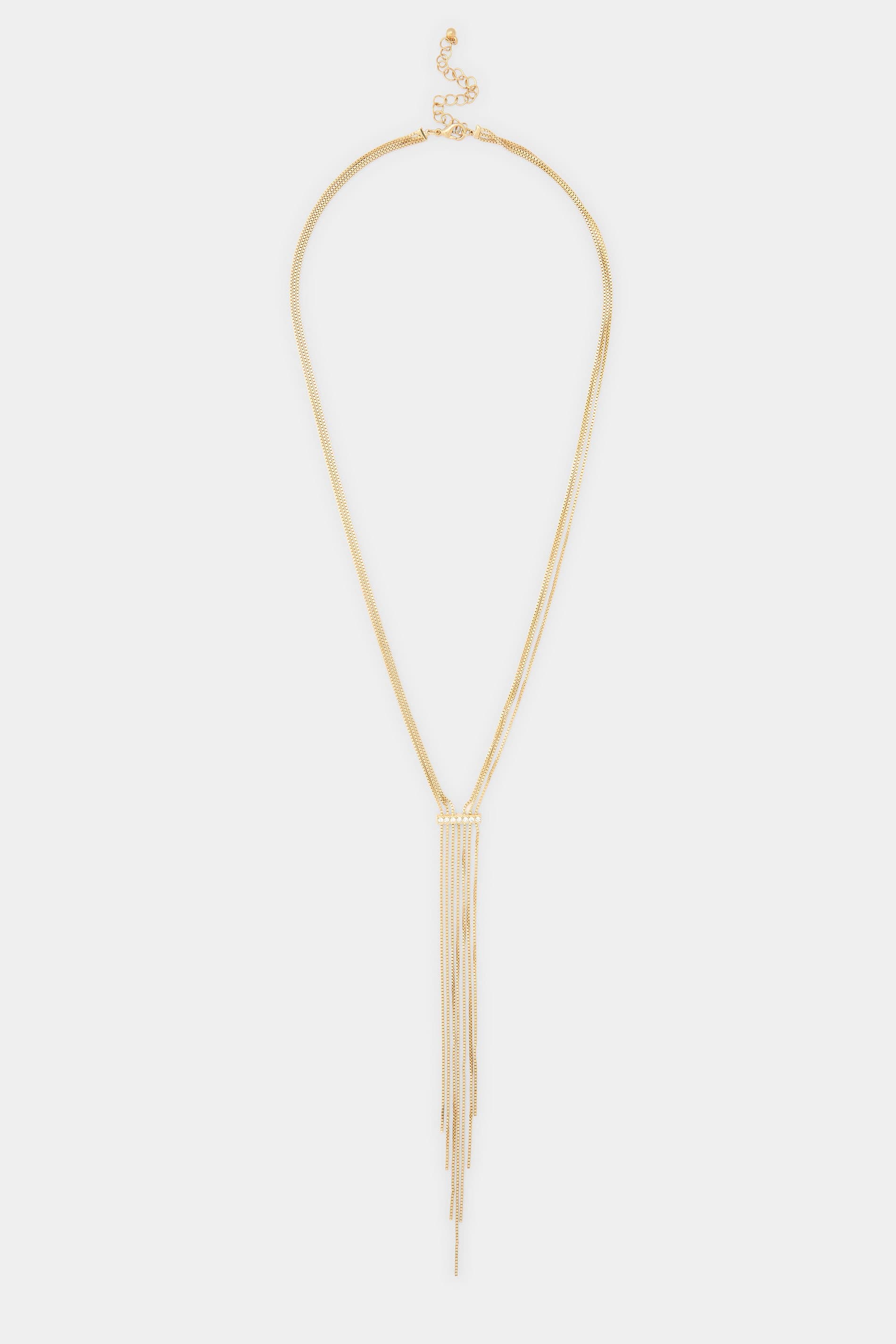 Yours Gold Tone Bar Tassel Necklace