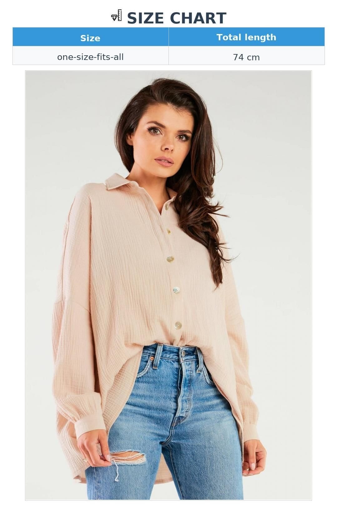 Love Lace Love Lace Women's Oversized Long Sleeve Button Neck Shirt in Pale Pink - 4