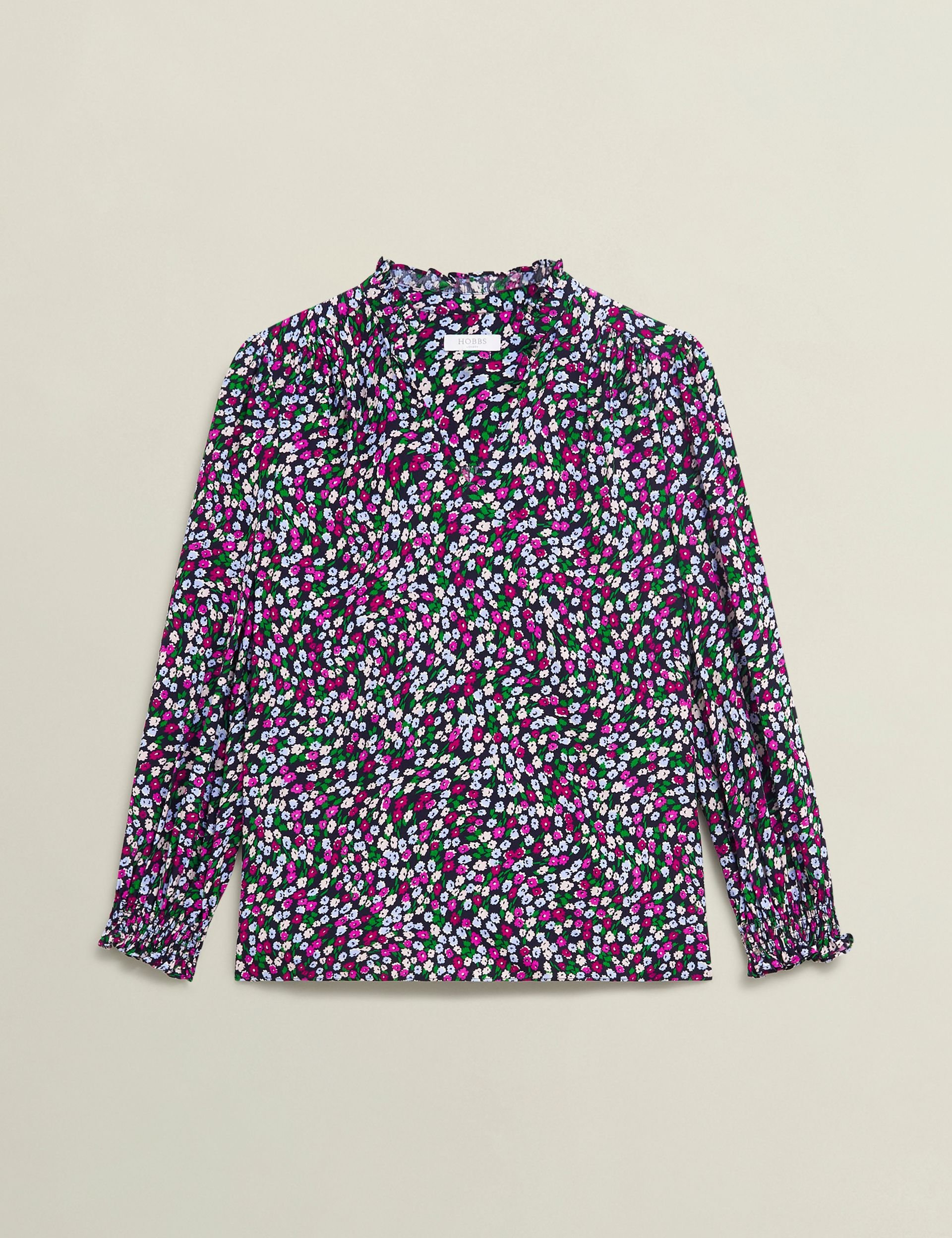 Hobbs London Hobbs London Women's Orelia Floral Print V-Neck Blouse in Fuchsia - 2