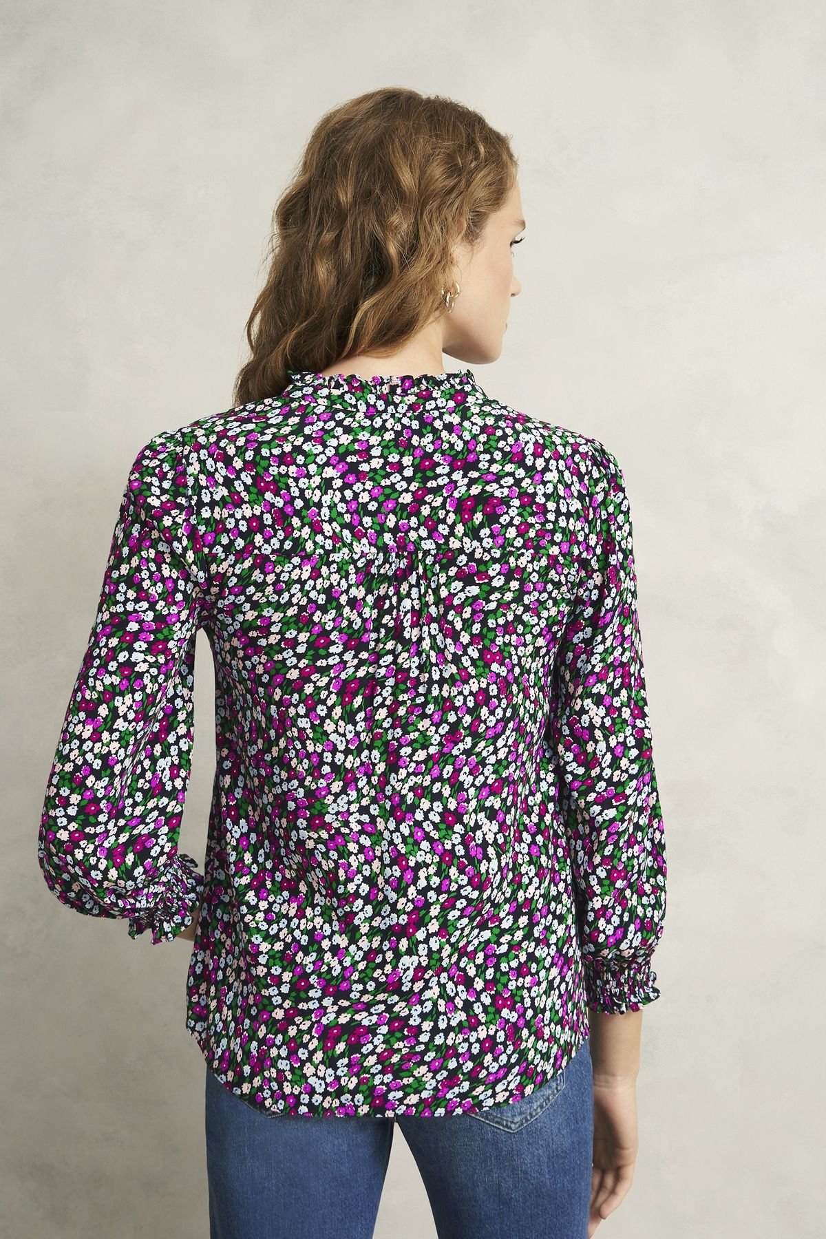 Hobbs London Hobbs London Women's Orelia Floral Print V-Neck Blouse in Fuchsia - 4