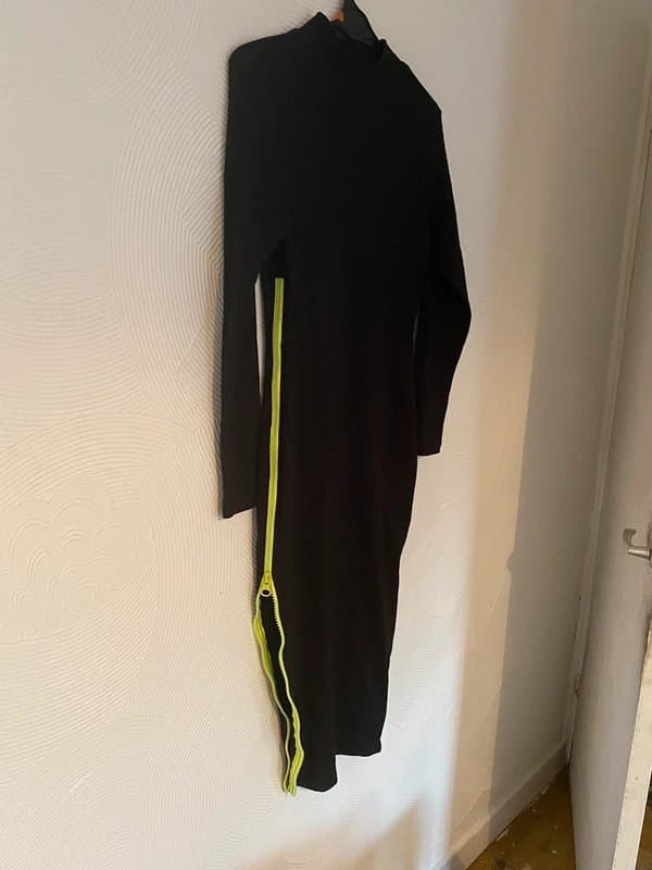 Missguided Not Your Basic Black Dress | Missguided Neon Zip Midi UK 12