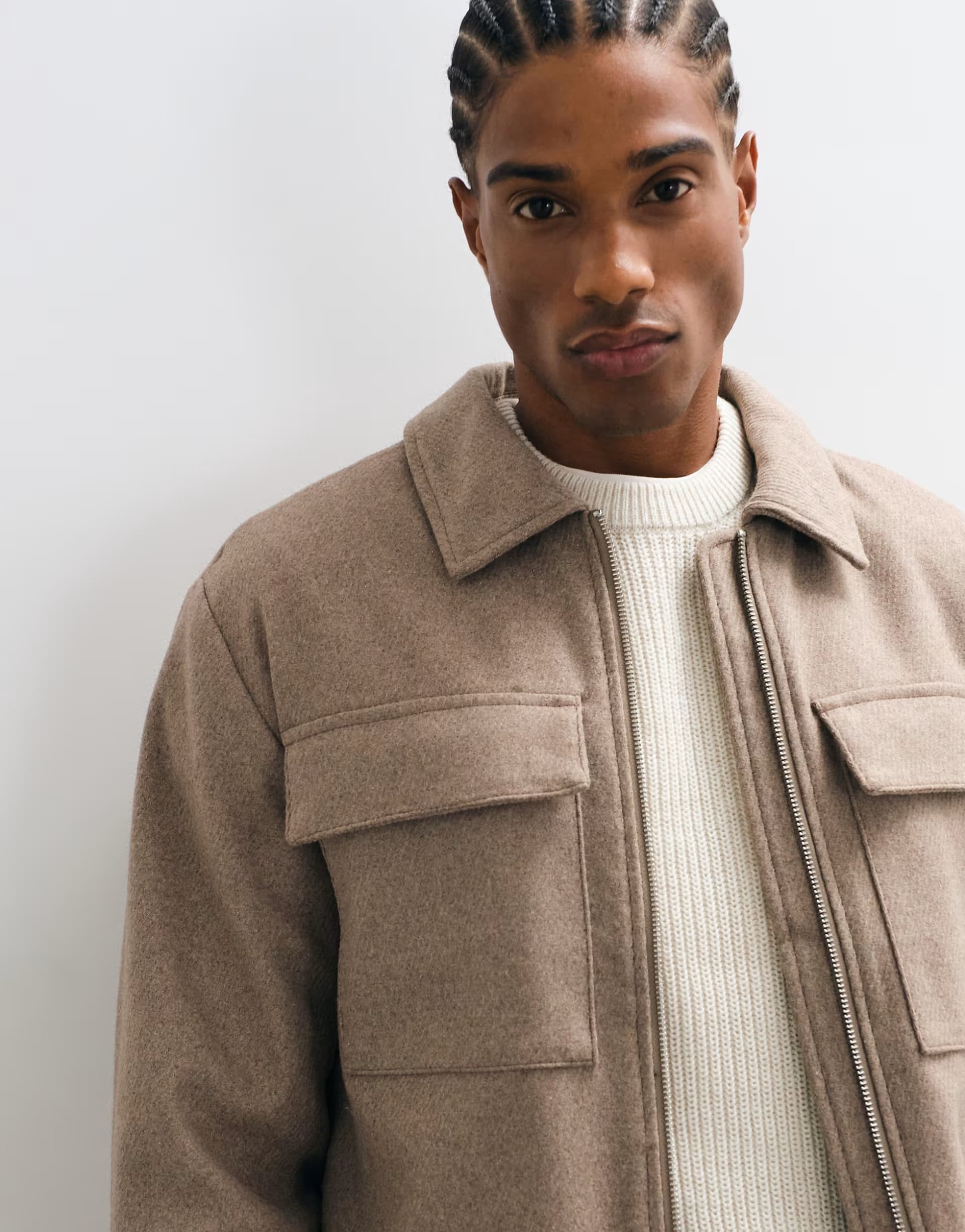 ASOS ONLY & SONS wool blend chore jacket in beige