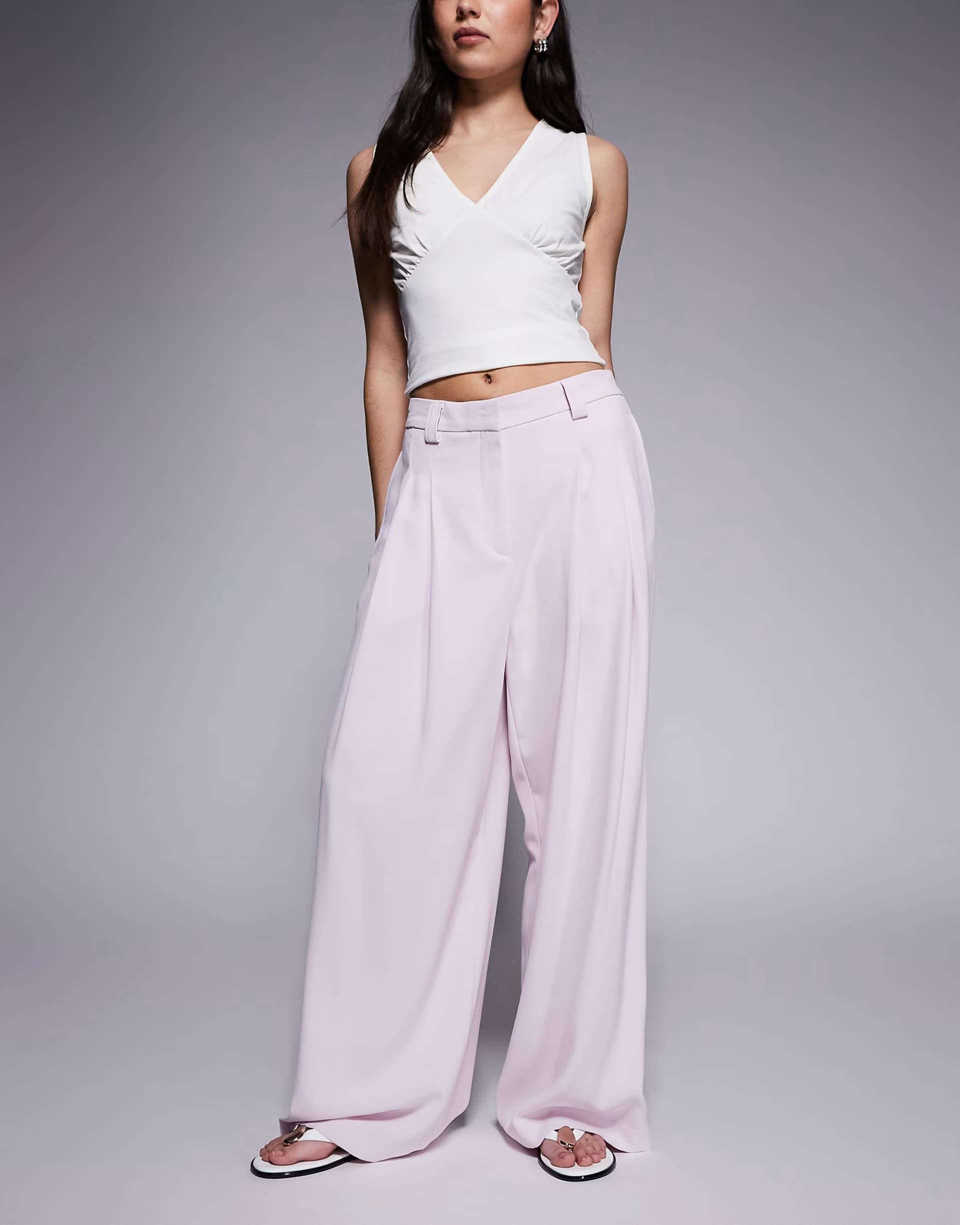 ASOS River Island wide leg trouser light pink