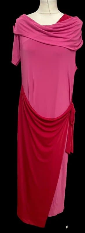 Never Fully Dressed Never Fully Dressed Red & Pink Colour Block Midi Dress | Size UK 18 | RRP £165