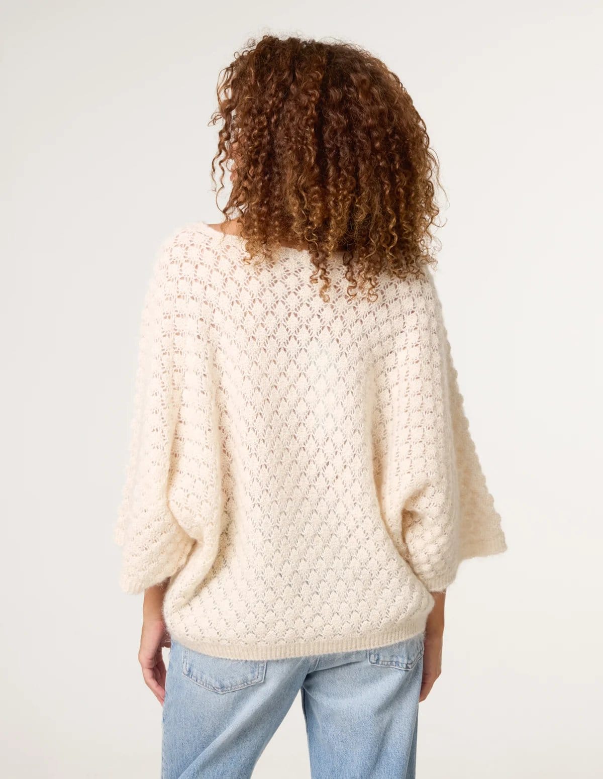 Blue Vanilla Pointelle Knit Batwing Jumper - 4