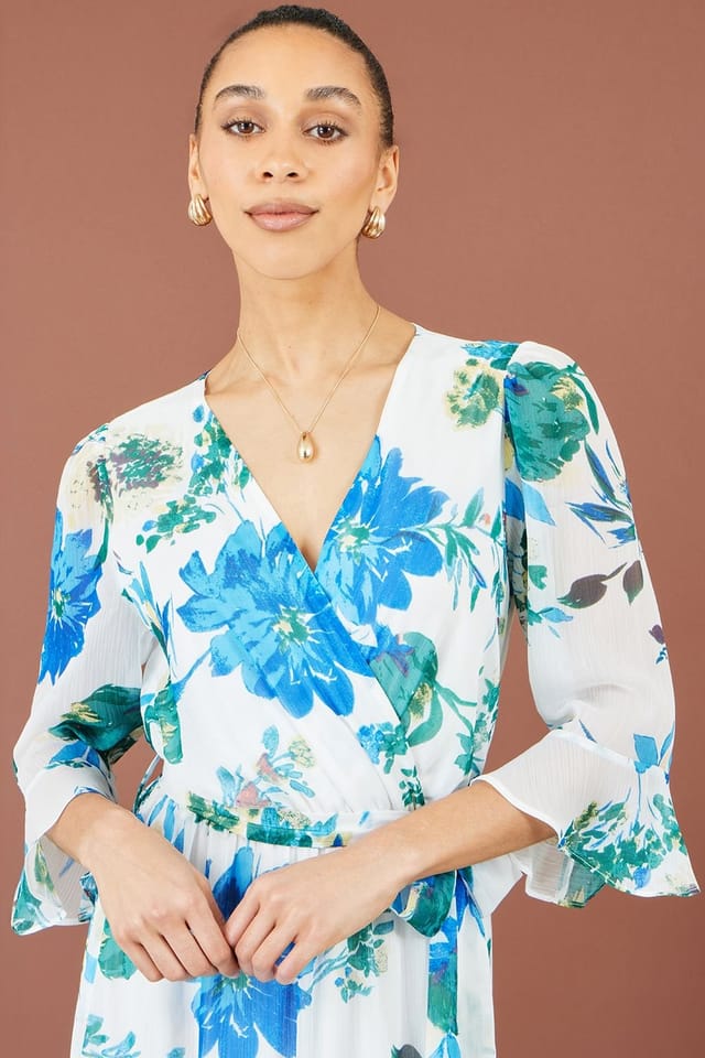 Yumi Yumi Women's Floral Maxi Wrap Dress in White - 2