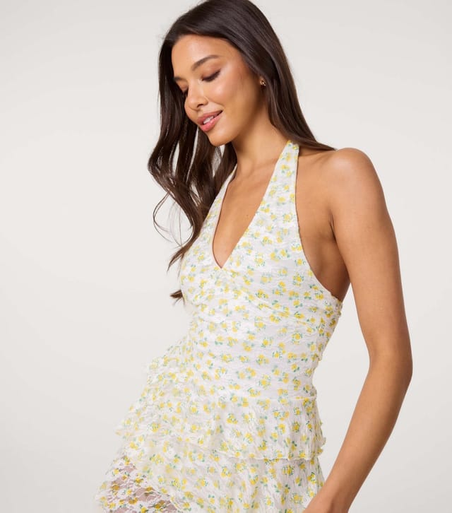 Pink Vanilla Women's White Floral Print Lace Playsuit Pink Vanilla New Look - 3