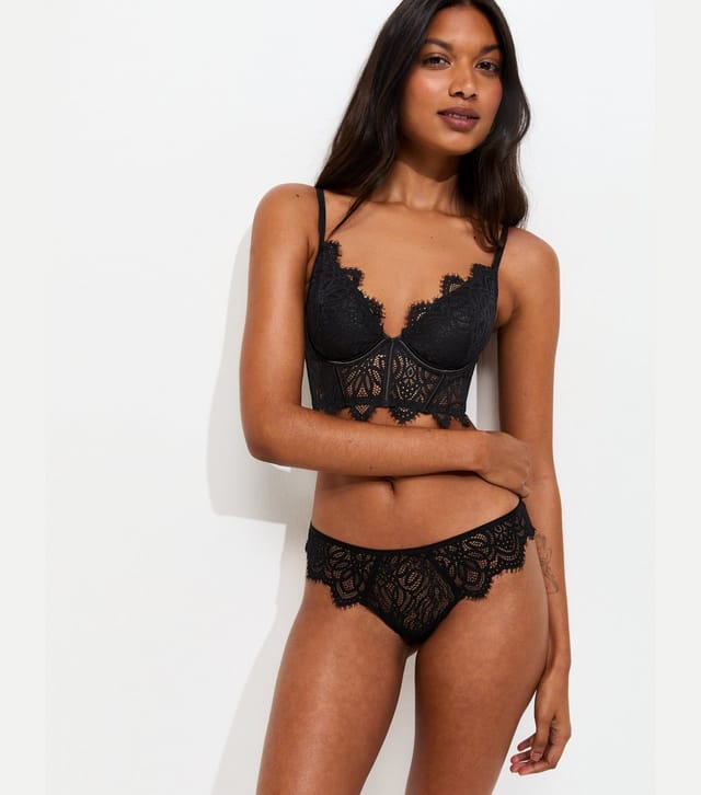 New Look Women's Black Lace Festival Thong New Look - 3