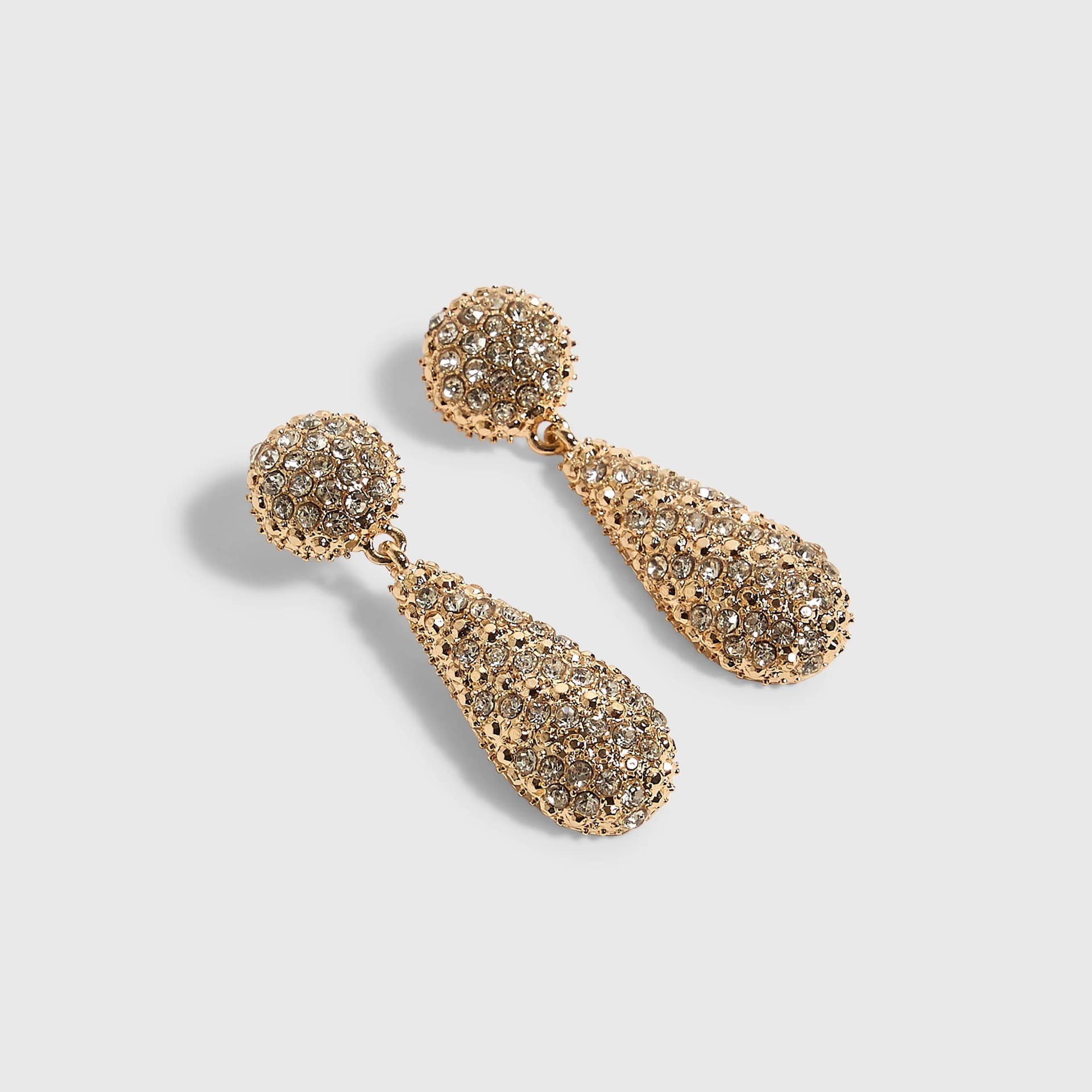 River Island River Island Womens Gold Pave Tear Drop Earrings