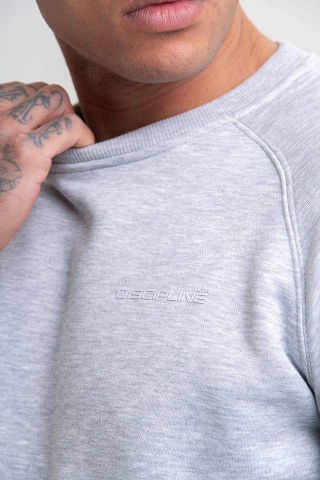 Discipline 365 Discipline 365 Men's Discipline Crew Neck Sweatshirt with Embroidery in Light Grey - 2
