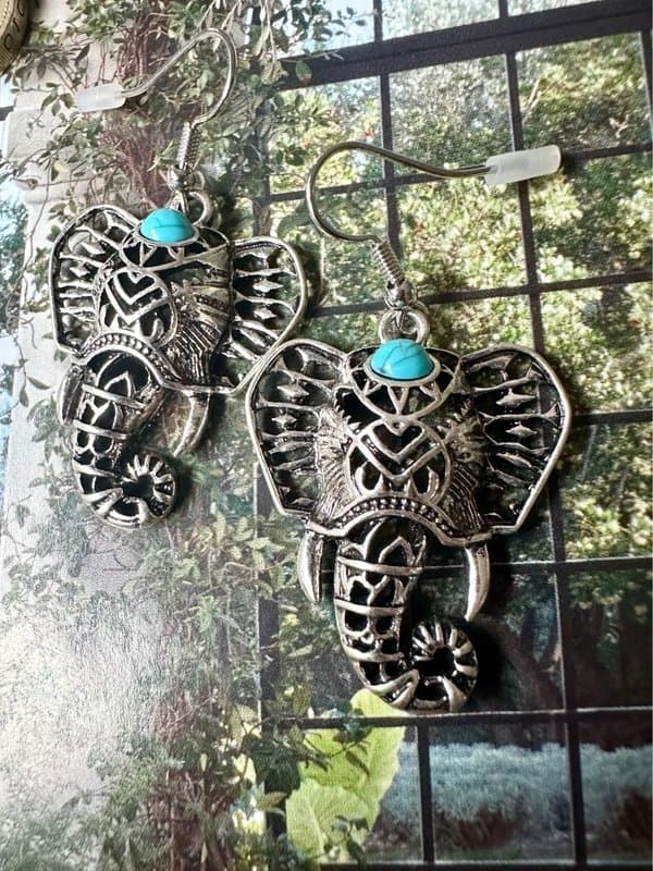 boho Boho rustic vintage gothic bohemian gypsy exotic elephant festival earrings