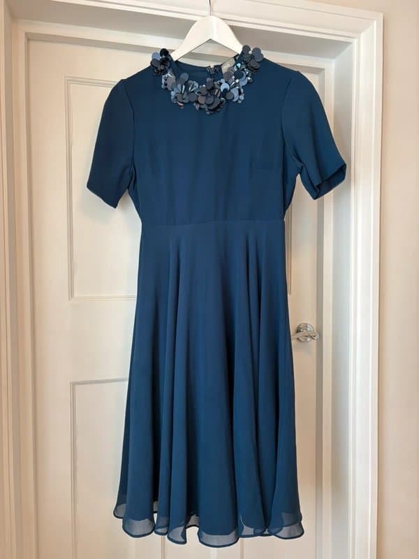 ASOS Navy midi dress with sequin detail size 8