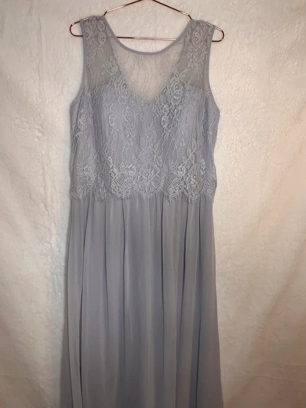 Showcase Grey lace maxi dress UK 14 elegant chiffon Showcase bridesmaid wedding guest evening - 1