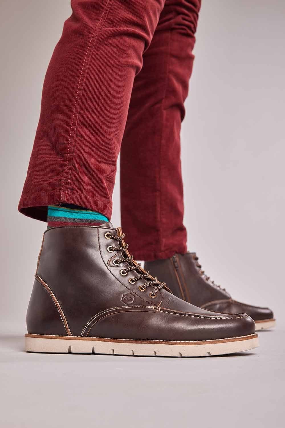 Moshulu Moshulu Men's Brown Leather Ankle Boots