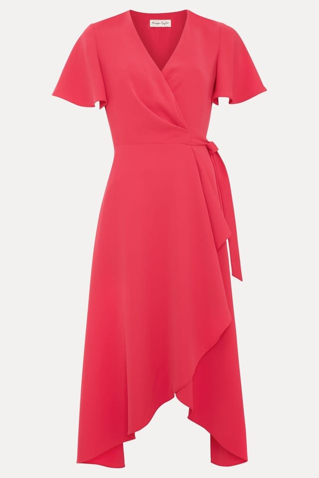 Phase Eight Phase Eight Women's Julissa Short Sleeve Wrap Midi Dress in Bright Pink - 2