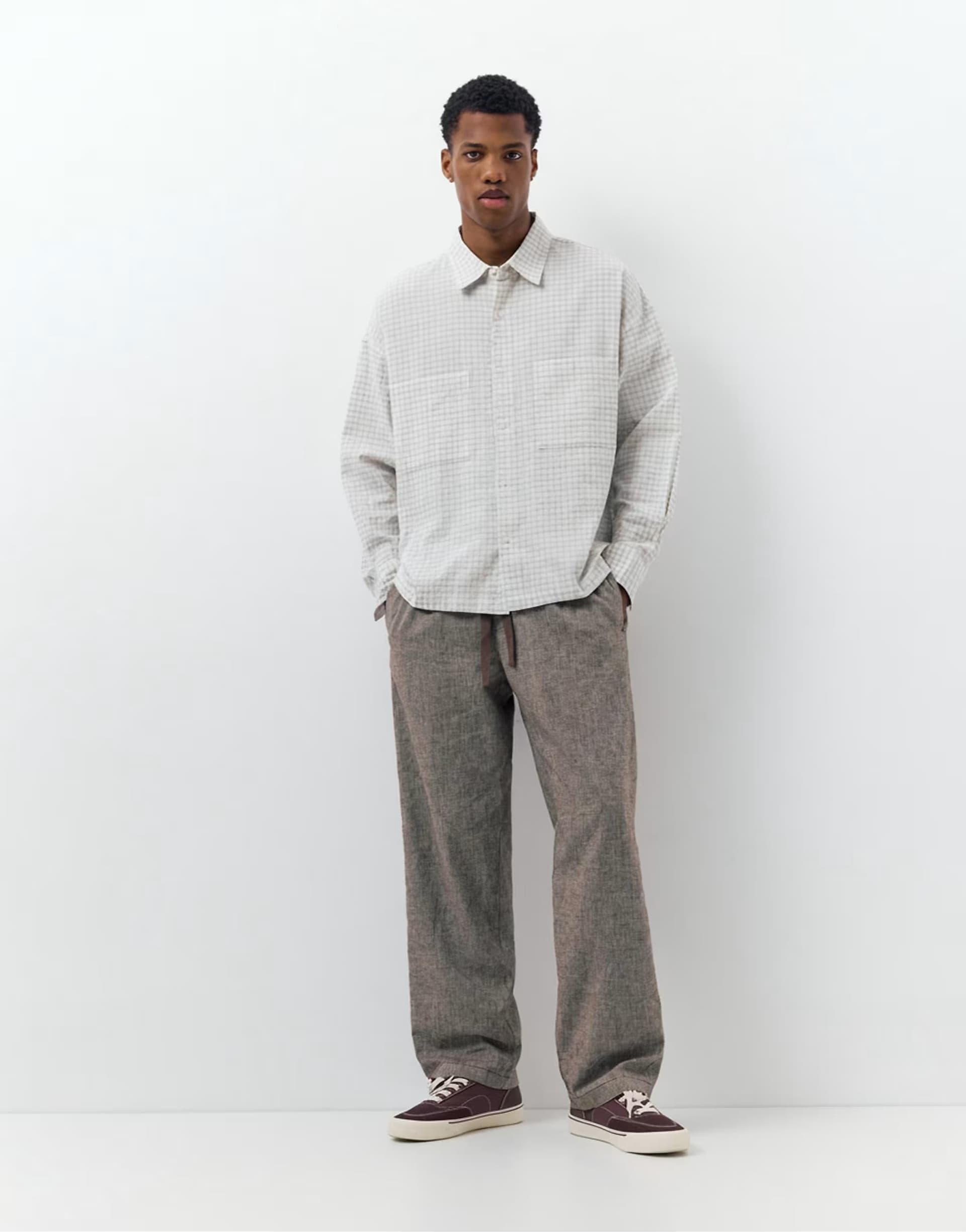 ASOS Pull&Bear linen blend jogger trousers in chocolate