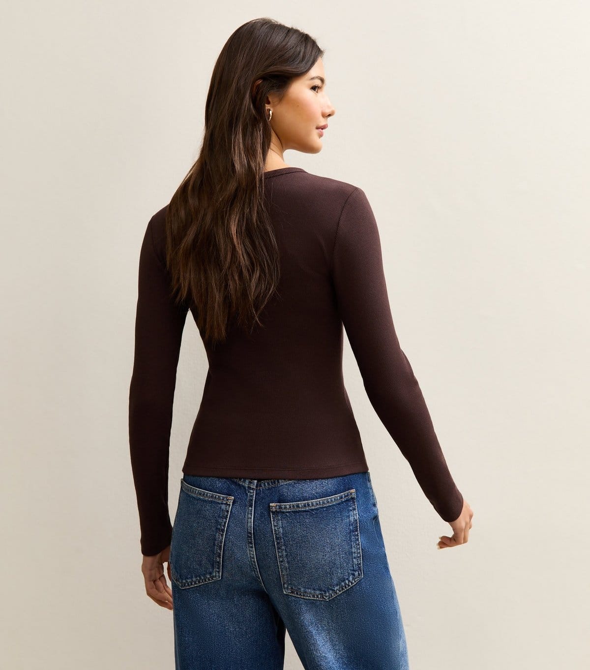 New Look Women's Brown Asymmetric Button Long Sleeve Top New Look - 4
