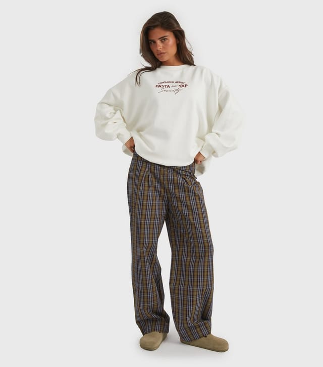 Skinnydip Women's Ecru Girl Dinner Society Embroidered Sweatshirt Skinnydip New Look - 3