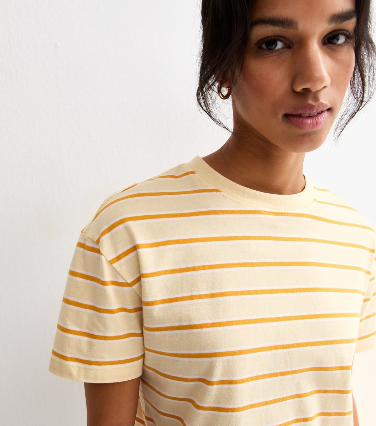 New Look New Look Yellow & White Striped Cotton T-Shirt