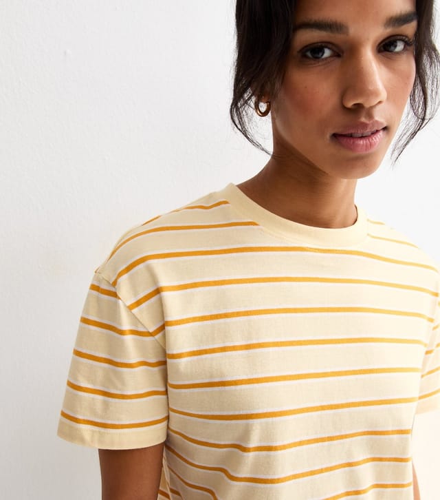 New Look Women's Yellow Cotton Striped T-Shirt New Look - 2
