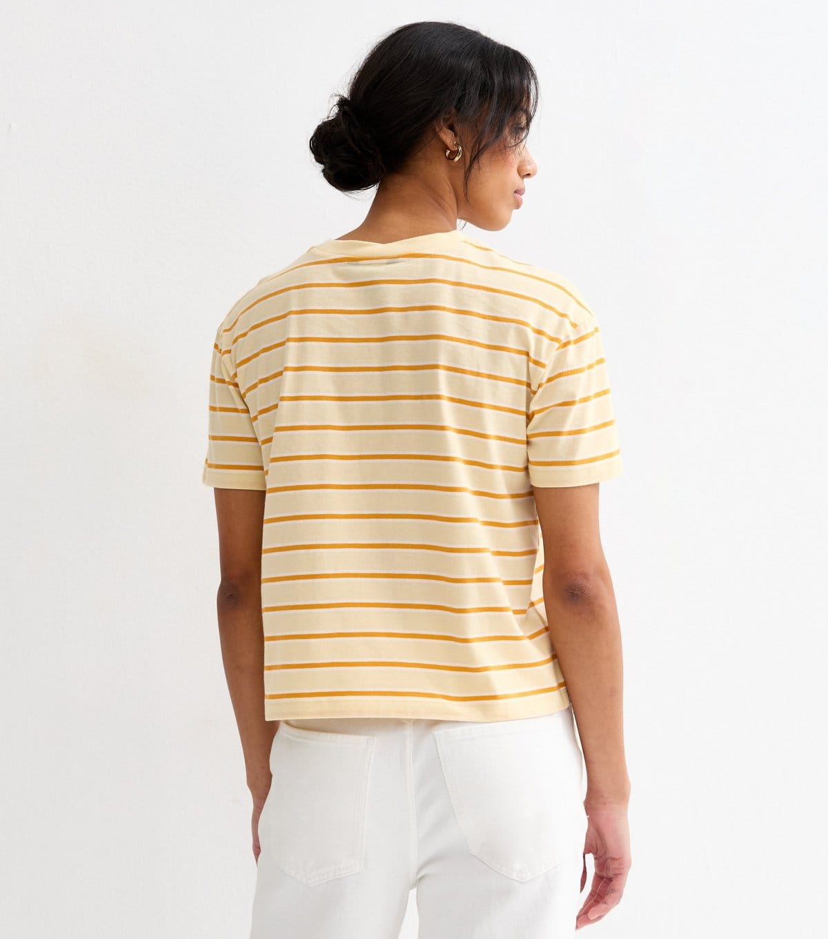 New Look Women's Yellow Cotton Striped T-Shirt New Look - 4