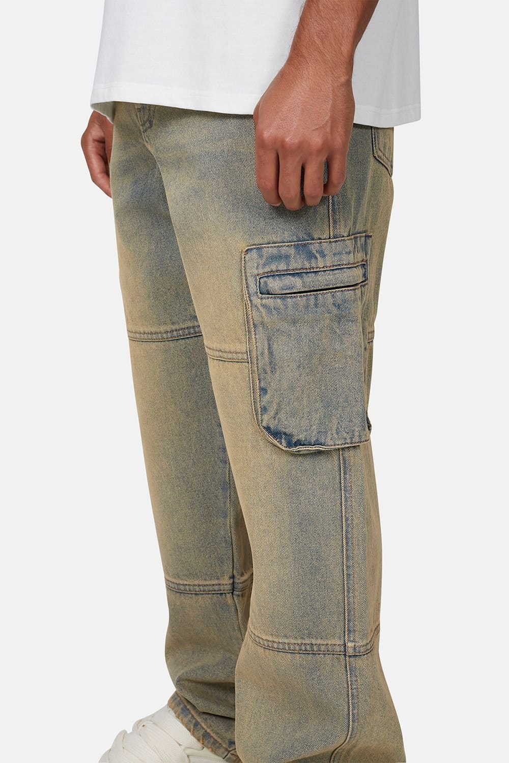 Good For Nothing Good For Nothing Men's Baggy Washed Cargo Denim Jeans in Blue - 4