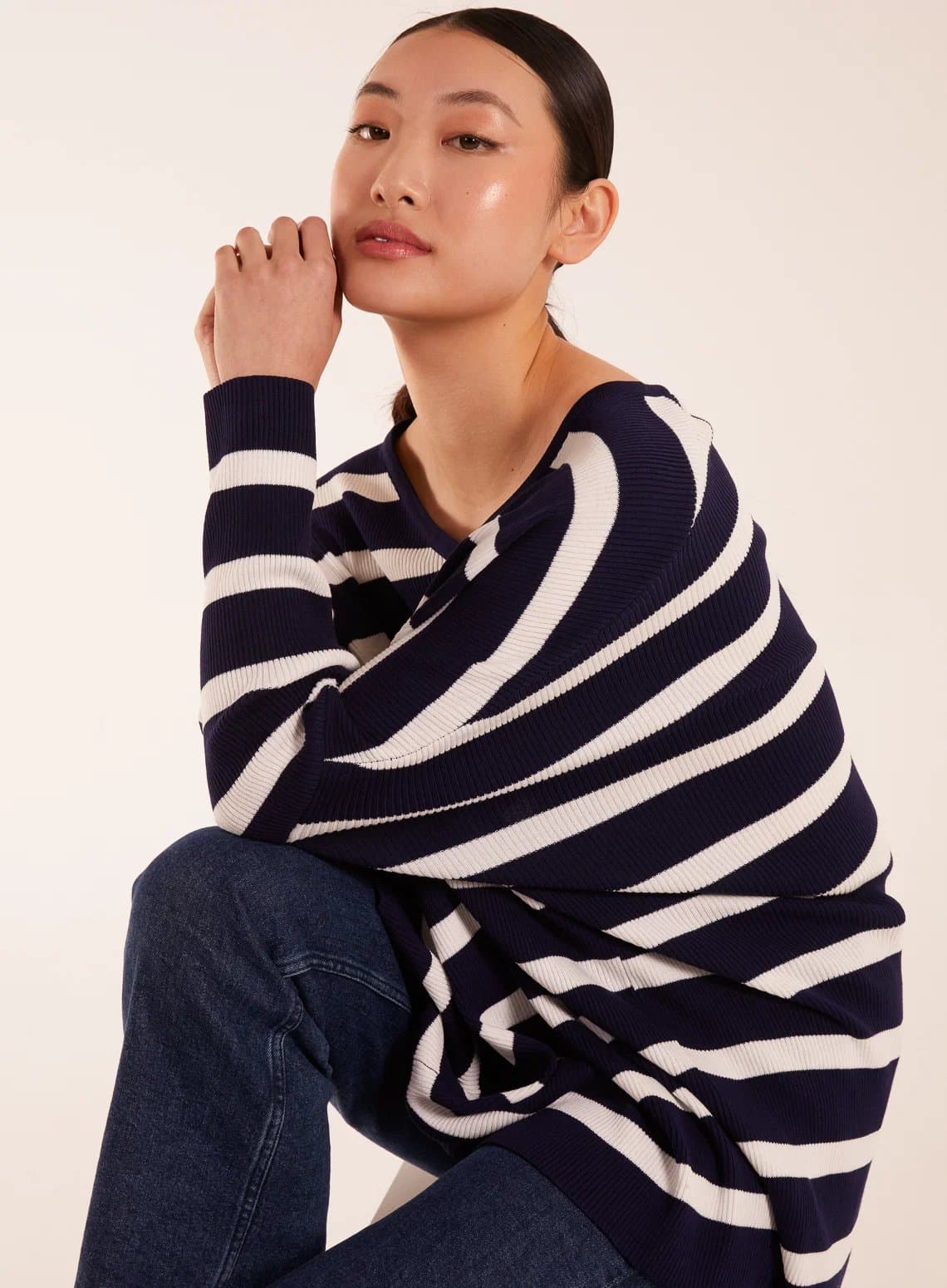 Blue Vanilla Striped V Neck Jumper