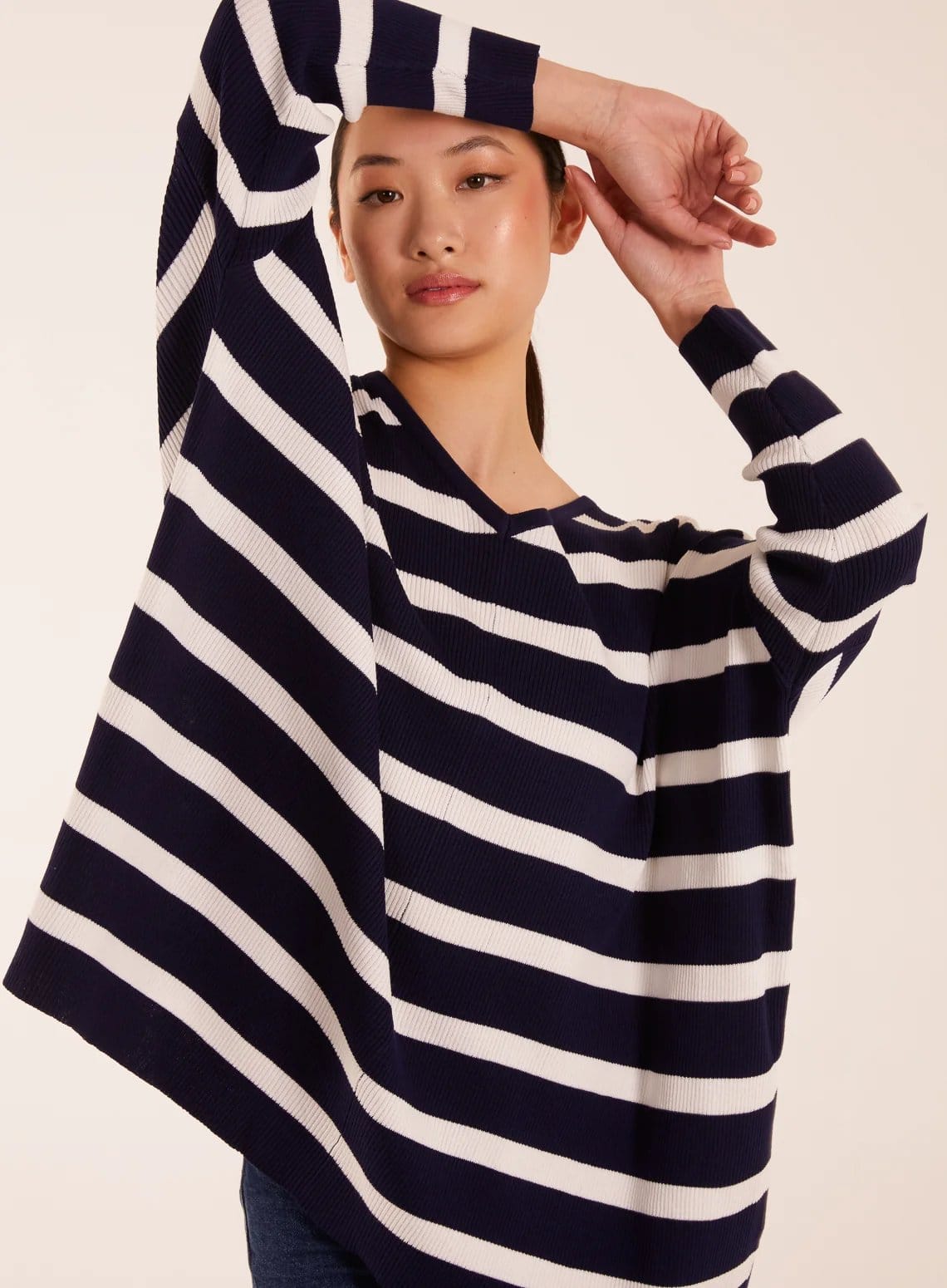 Blue Vanilla Striped V Neck Jumper - 4