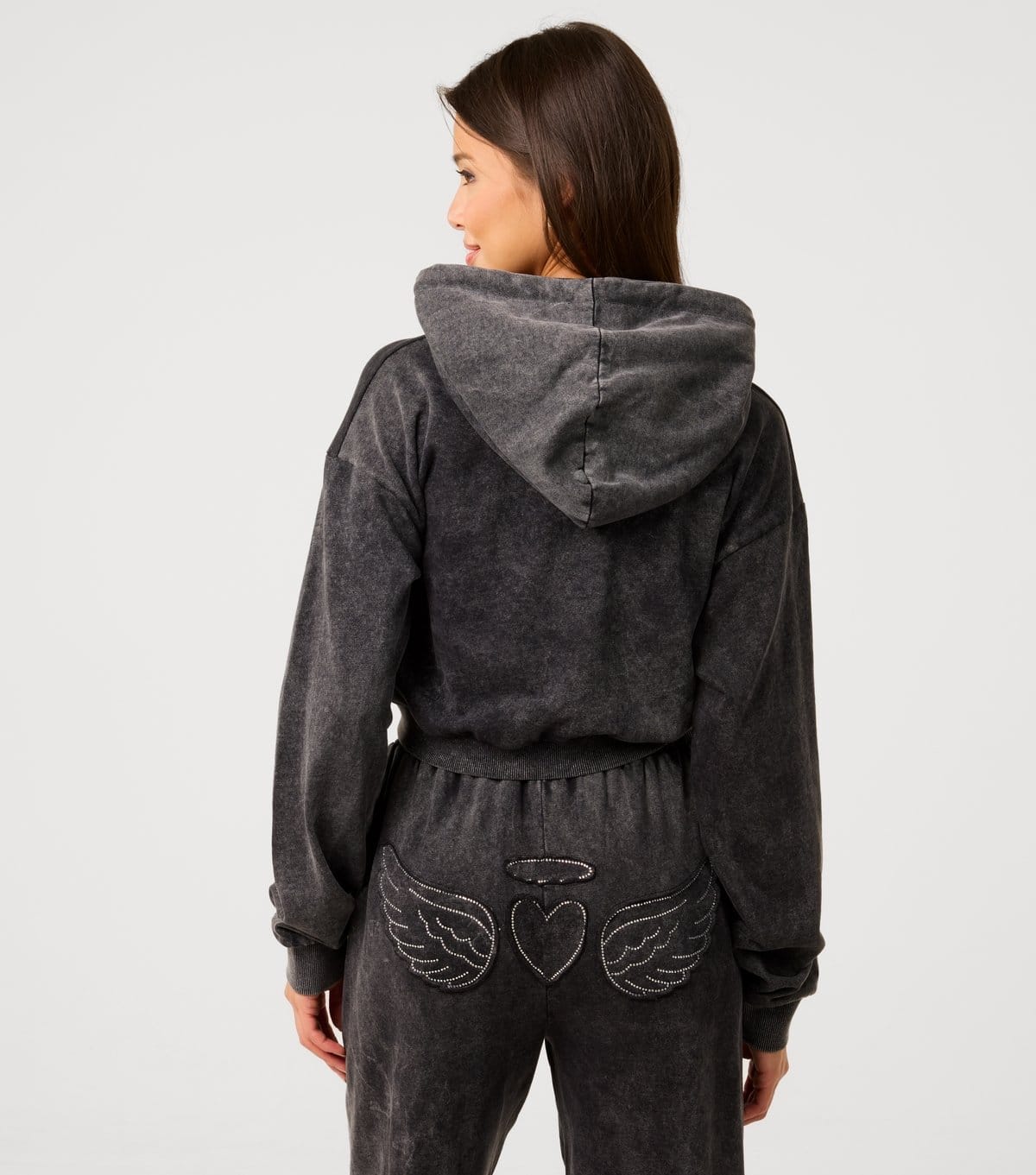 Pink Vanilla Women's Black Diamante Logo Hoodie Pink Vanilla New Look - 4
