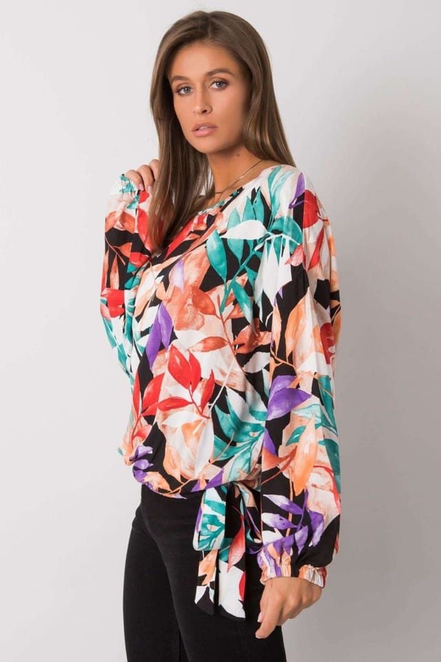 Love Lace Love Lace Women's Loose Fit Long Sleeve Blouse with Side Trim in Black - 3