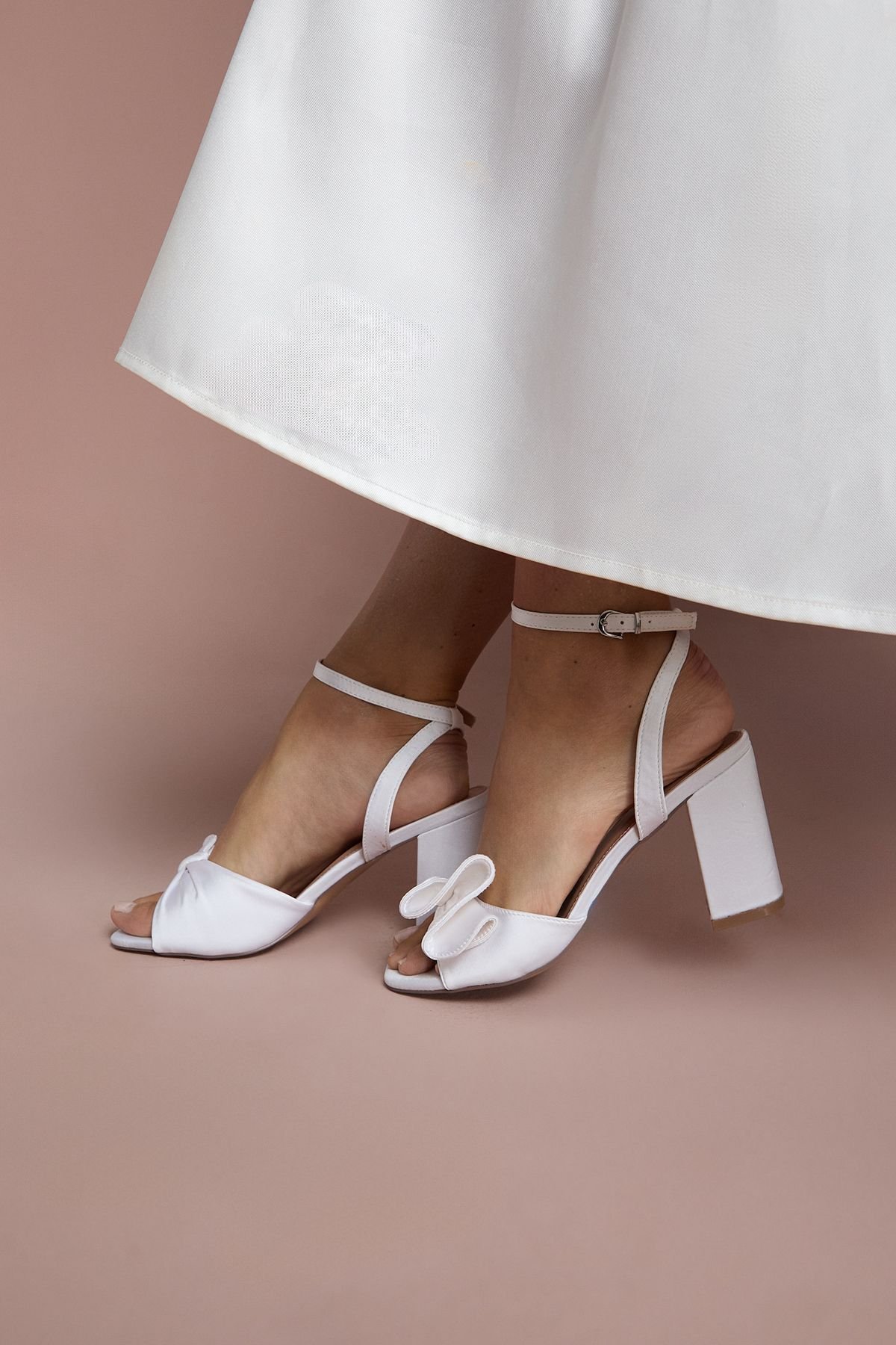 Coast Coast Women's Bridal Tina Satin Soft Ruffle High Block Heel Sandals in Ivory - 2