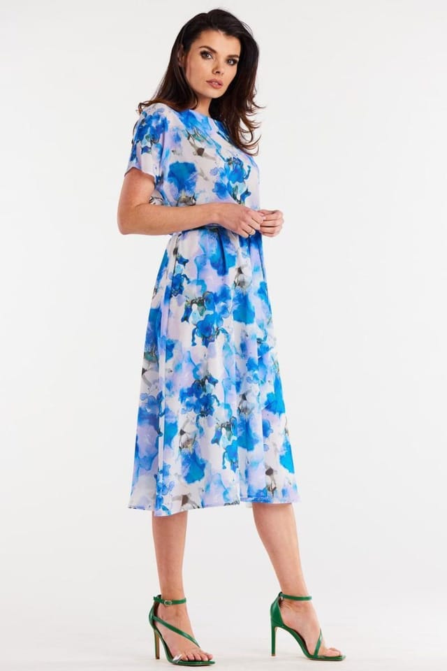 Love Lace Love Lace Women's Awama Chiffon Day Dress With Elastic Lining in Blue - 2