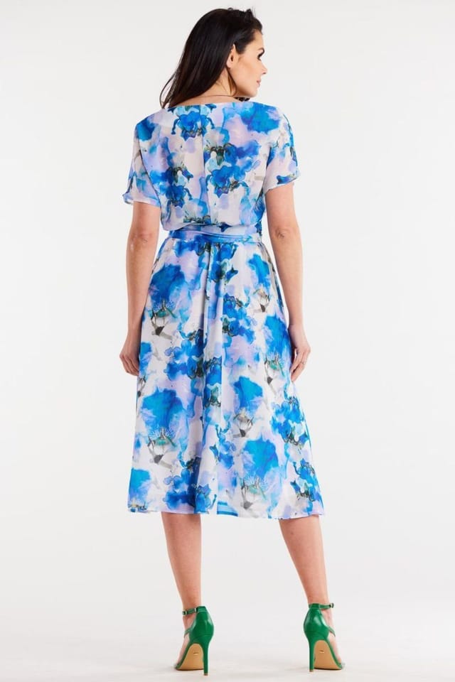 Love Lace Love Lace Women's Awama Chiffon Day Dress With Elastic Lining in Blue - 3
