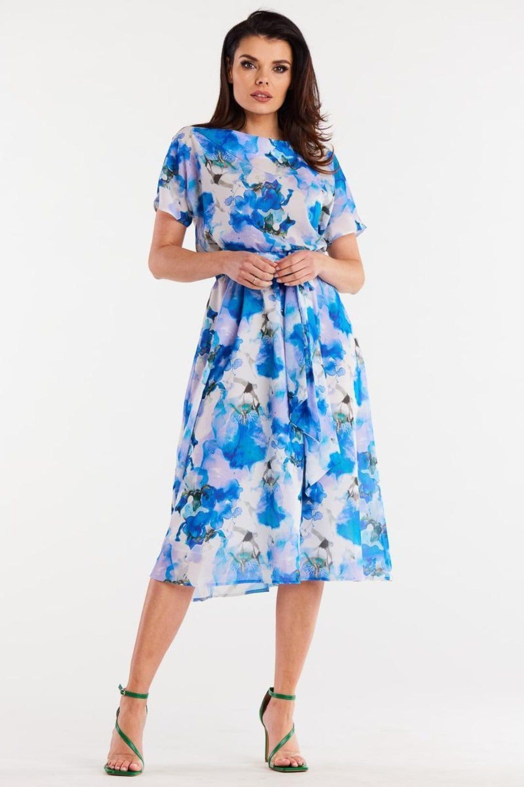 Love Lace Love Lace Women's Awama Chiffon Day Dress With Elastic Lining in Blue - 4