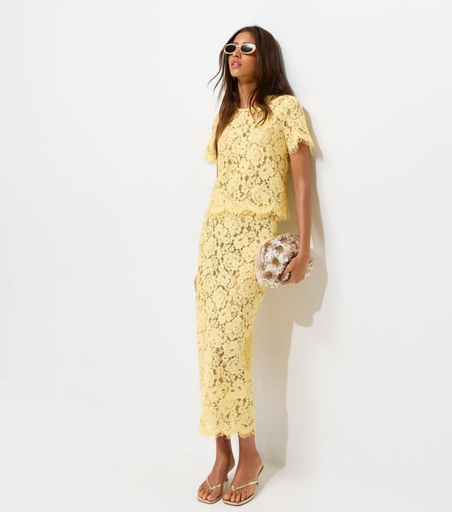 New Look Women's Light Yellow Lace Scalloped Top New Look - 3