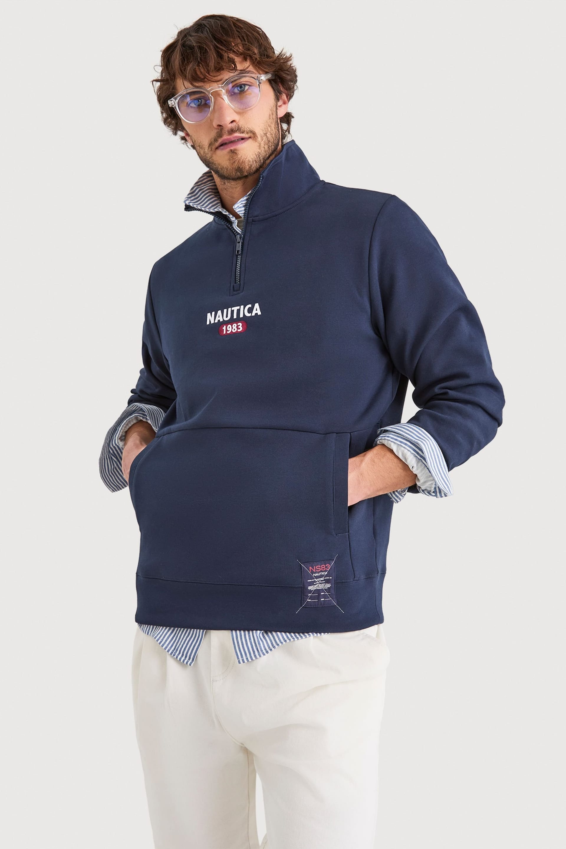 Nautica Men's Lumin 1/4 Zip Top in Dark Navy