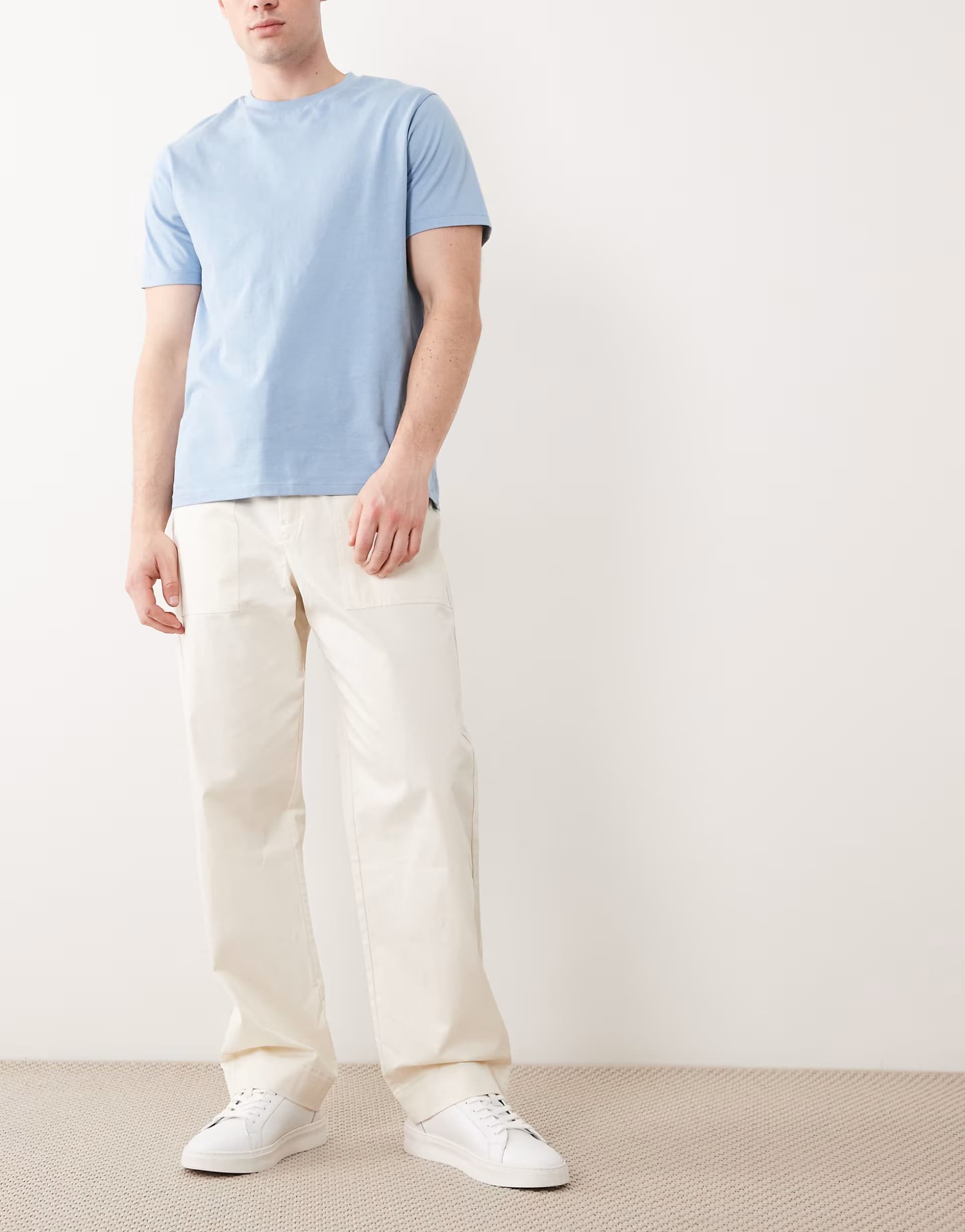 ASOS Selected loose chino trousers in cream