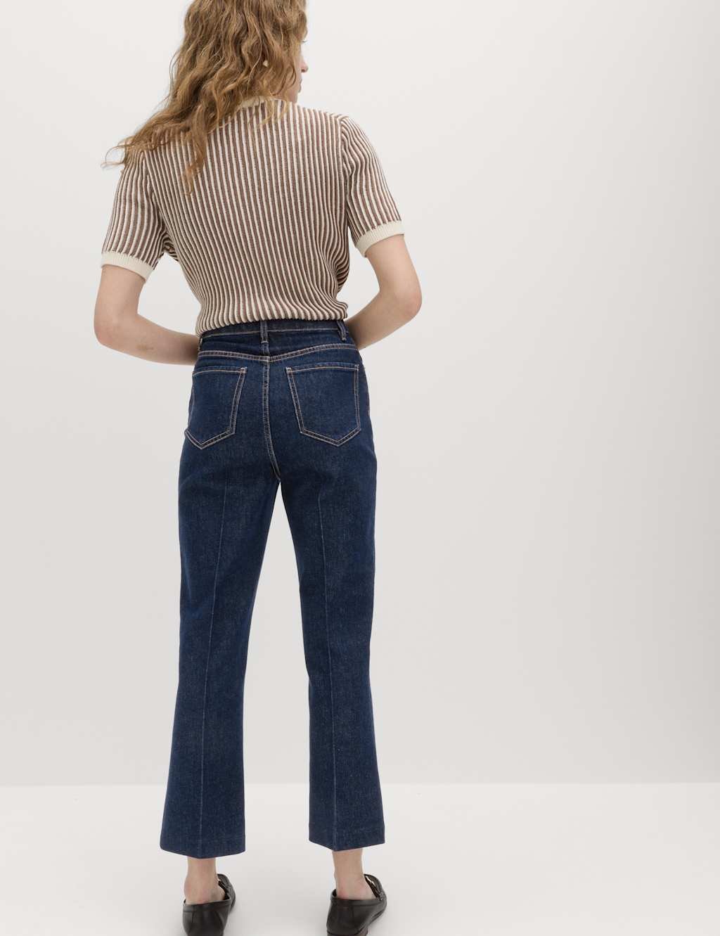 Marks & Spencer M&S High Waisted Kickflare Cropped Jeans Indigo Mix - 3